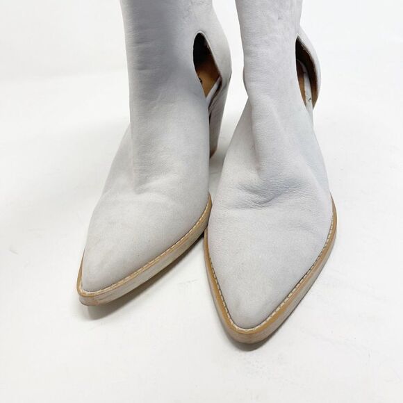 Free People White Wilder Cut Out Stacked Heel Booties Size 39 - Picture 6 of 8